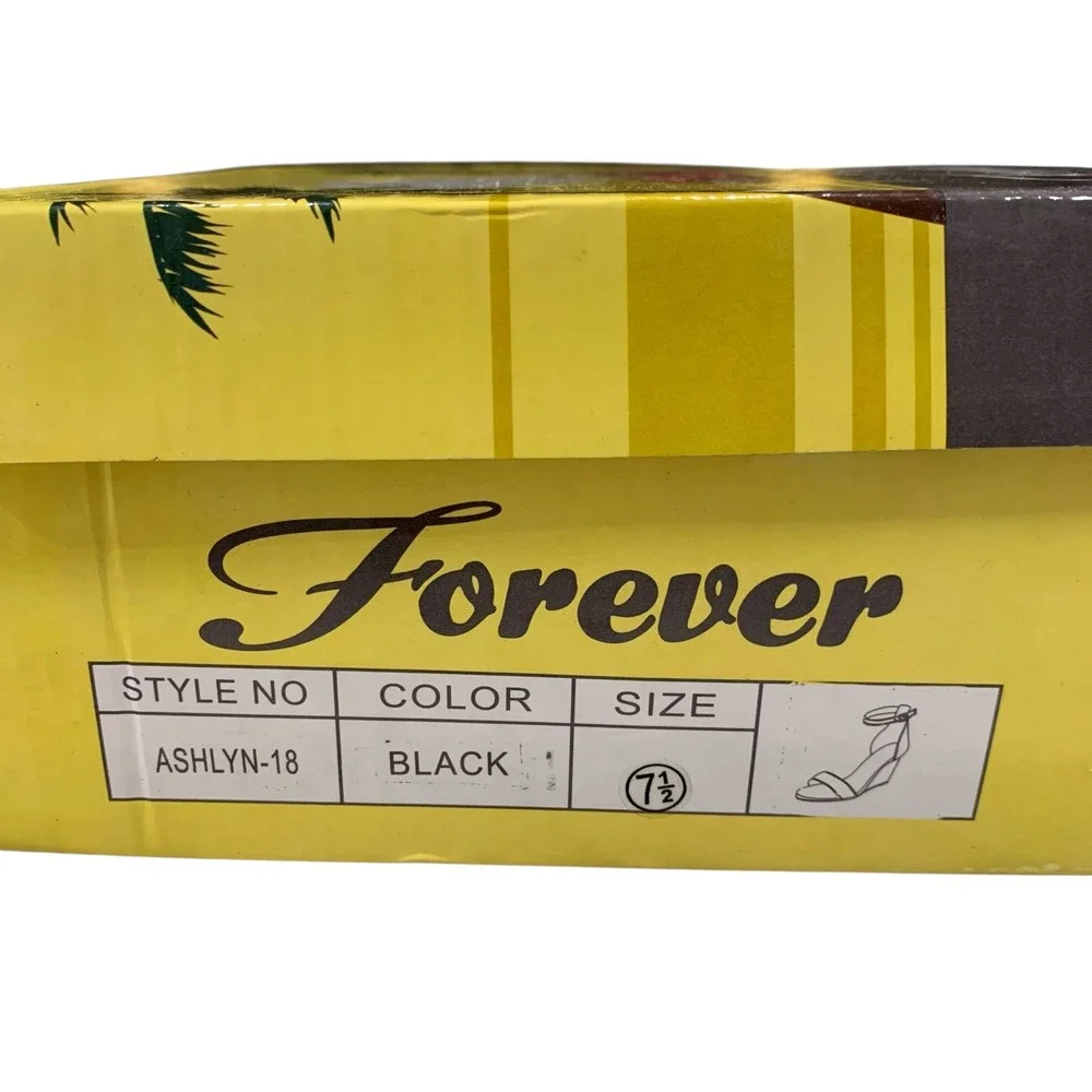 Forever Ashlyn-18 Black Glitter Wedge Sandals Ankle‎ Strap Heels 7.5 New
